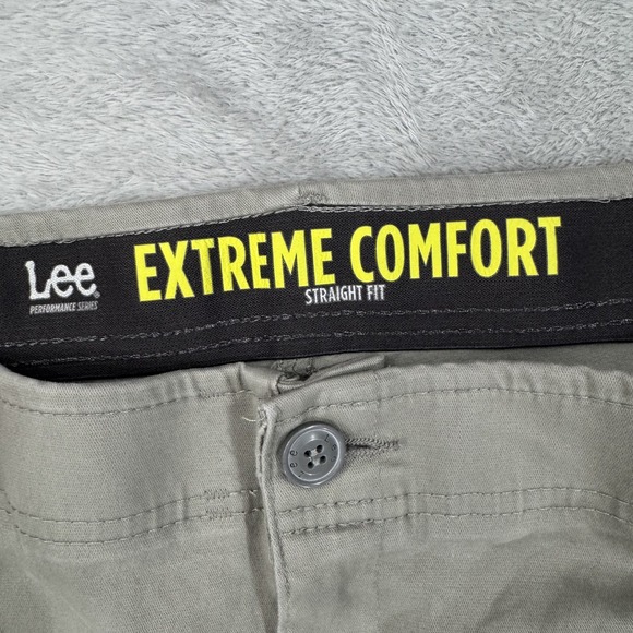 Lee Pants Mens 44x32 Extreme Comfort Gray Chino Office Casual Stretch Straight - Picture 3 of 15